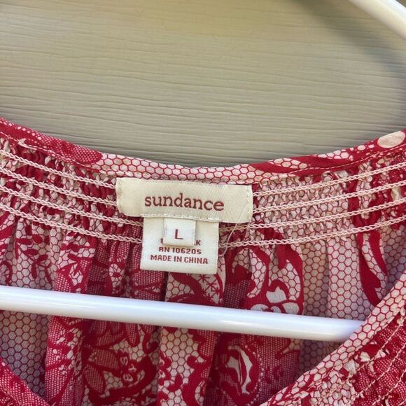 Sundance Women’s size L 100% silk floral toile print br Flowy button blouse - Picture 3 of 4